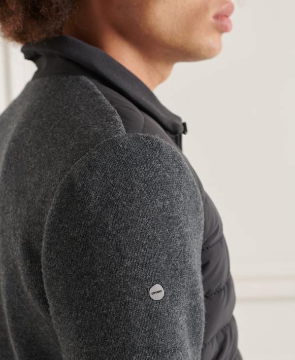 Superdry Hommes veste matelassée en maille mélangée studios D64Z1039 vêtements gris foncé