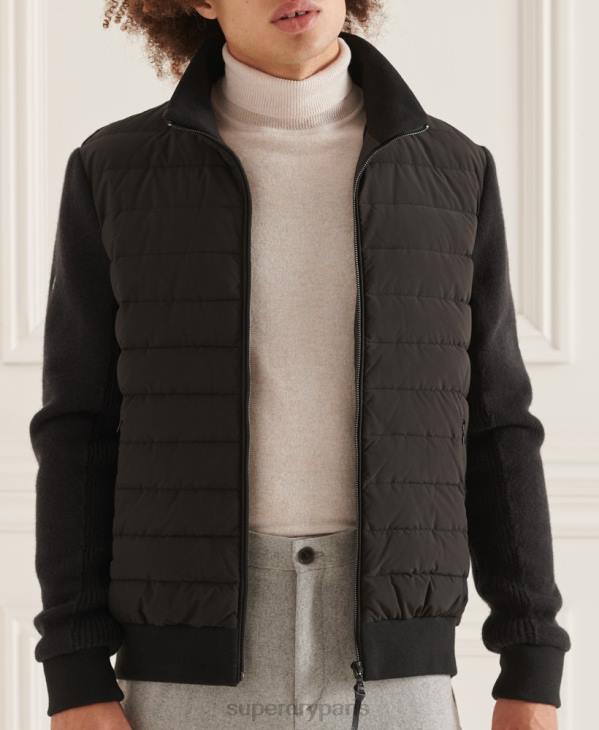 Superdry Hommes veste matelassée en maille mélangée studios D64Z1125 vêtements noir