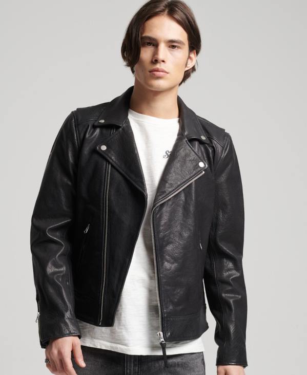Superdry Hommes veste motard en cuir D64Z1060 vêtements noir