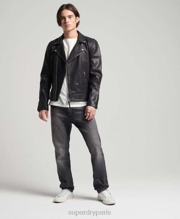 Superdry Hommes veste motard en cuir D64Z1060 vêtements noir