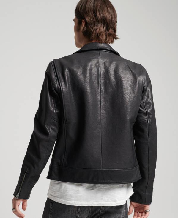 Superdry Hommes veste motard en cuir D64Z1060 vêtements noir