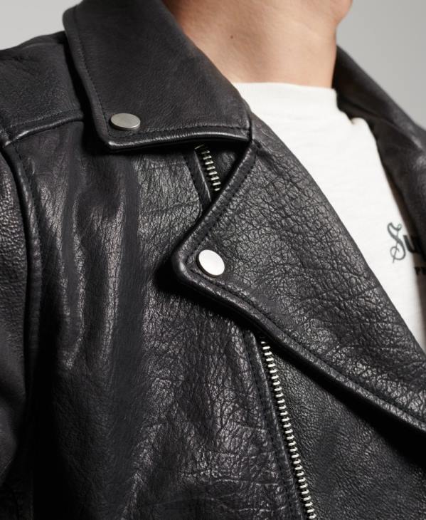 Superdry Hommes veste motard en cuir D64Z1060 vêtements noir