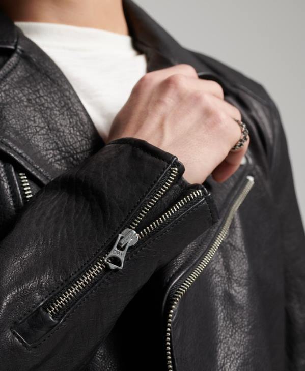 Superdry Hommes veste motard en cuir D64Z1060 vêtements noir