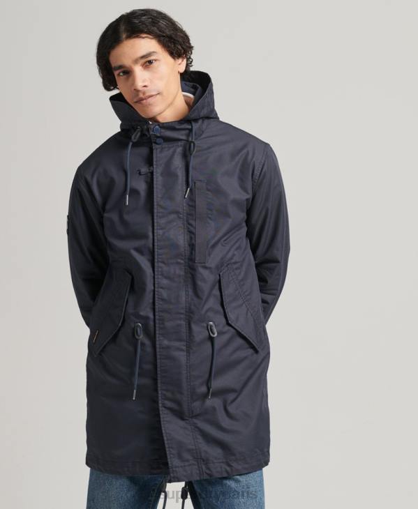 Superdry Hommes veste parka militaire vintage en fishatil D64Z4715 vêtements bleu