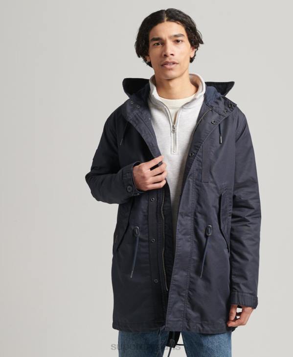 Superdry Hommes veste parka militaire vintage en fishatil D64Z4715 vêtements bleu