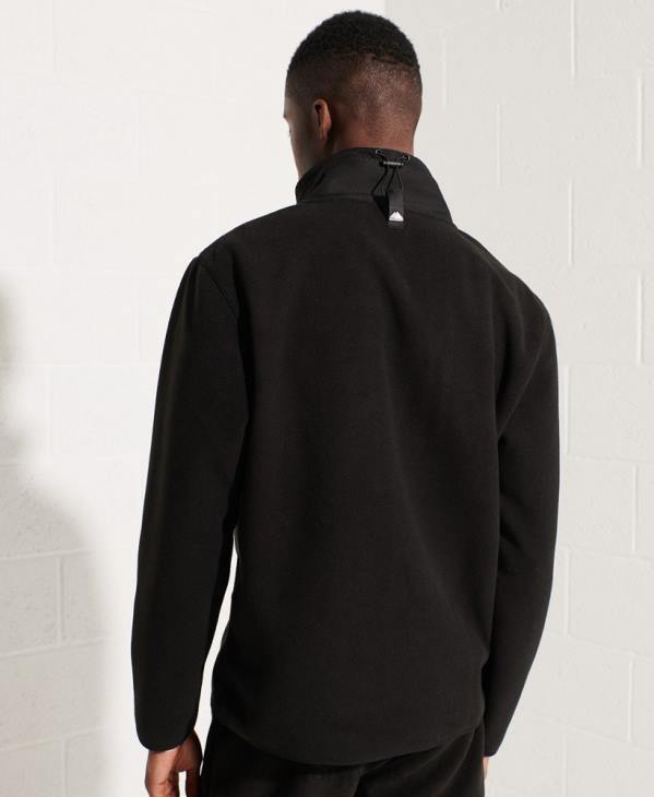 Superdry Hommes veste polaire demi-zippée sports de montagne D64Z5132 vêtements noir