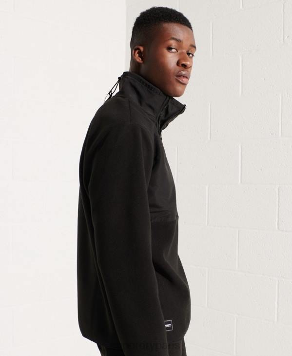 Superdry Hommes veste polaire demi-zippée sports de montagne D64Z5132 vêtements noir