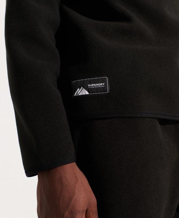 Superdry Hommes veste polaire demi-zippée sports de montagne D64Z5132 vêtements noir