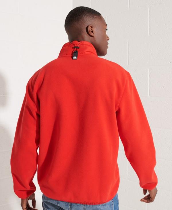 Superdry Hommes veste polaire demi-zippée sports de montagne D64Z5199 vêtements rouge