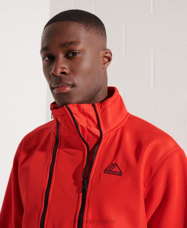 Superdry Hommes veste polaire demi-zippée sports de montagne D64Z5199 vêtements rouge