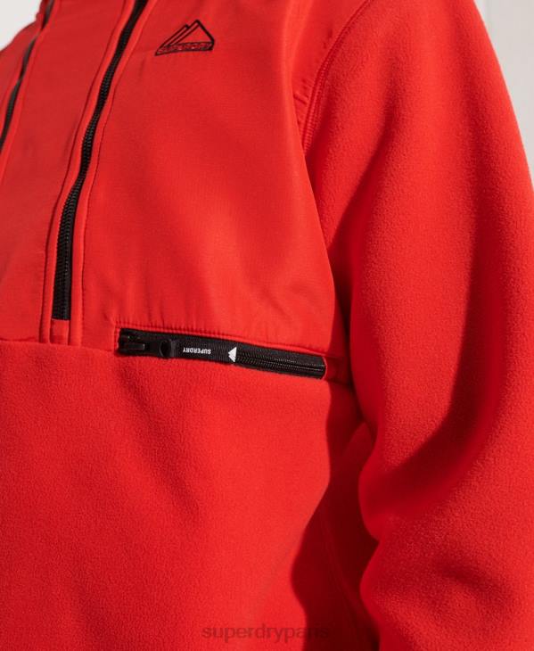 Superdry Hommes veste polaire demi-zippée sports de montagne D64Z5199 vêtements rouge