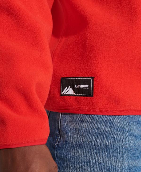 Superdry Hommes veste polaire demi-zippée sports de montagne D64Z5199 vêtements rouge