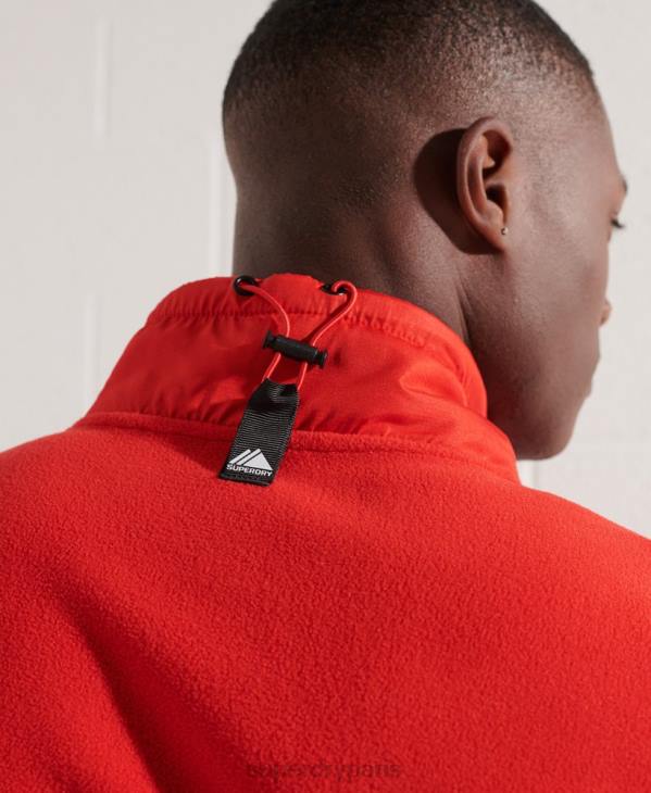 Superdry Hommes veste polaire demi-zippée sports de montagne D64Z5199 vêtements rouge