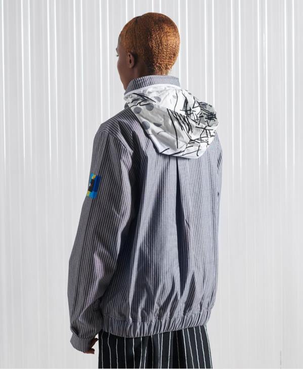 Superdry Hommes veste à rayures en chambray sdx édition limitée D64Z4767 vêtements bleu