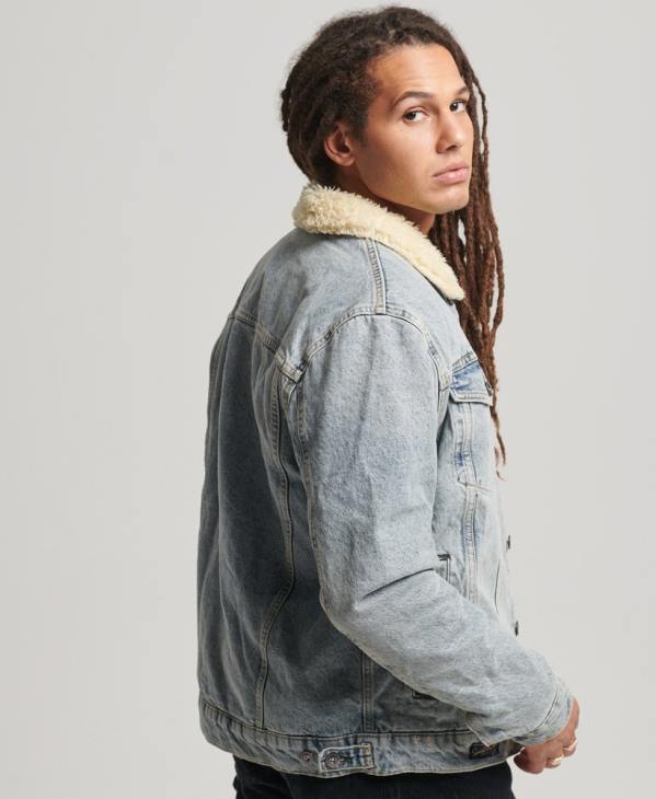 Superdry Hommes veste sherpa en jean D64Z4442 vêtements bleu