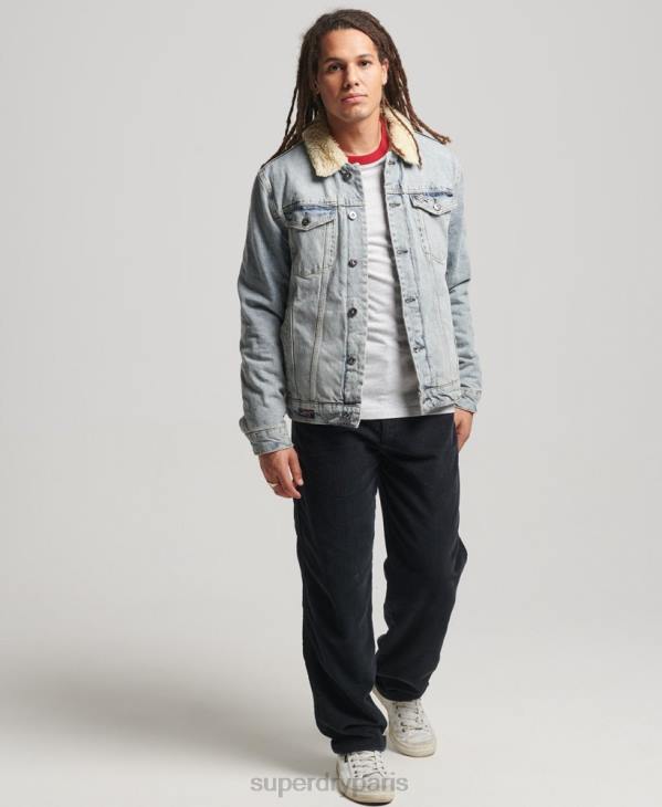 Superdry Hommes veste sherpa en jean D64Z4442 vêtements bleu