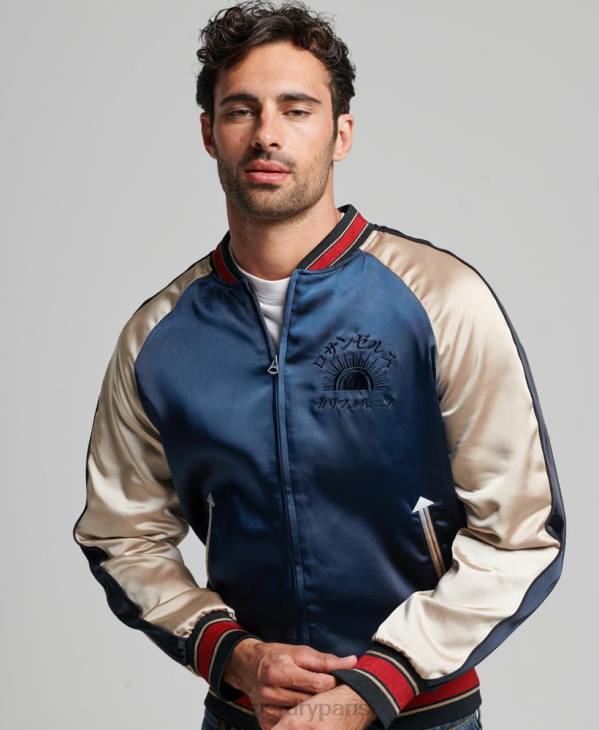 Superdry Hommes veste sukajan D64Z904 vêtements bleu foncé
