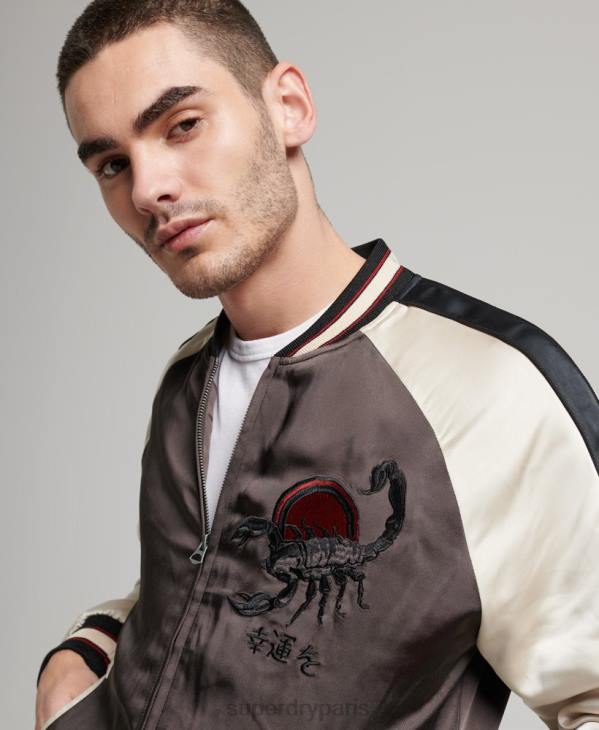 Superdry Hommes veste sukajan D64Z912 vêtements gris foncé