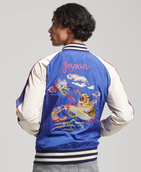 Superdry Hommes veste sukajan vintage D64Z1174 vêtements bleu