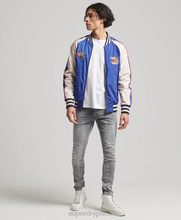 Superdry Hommes veste sukajan vintage D64Z1174 vêtements bleu
