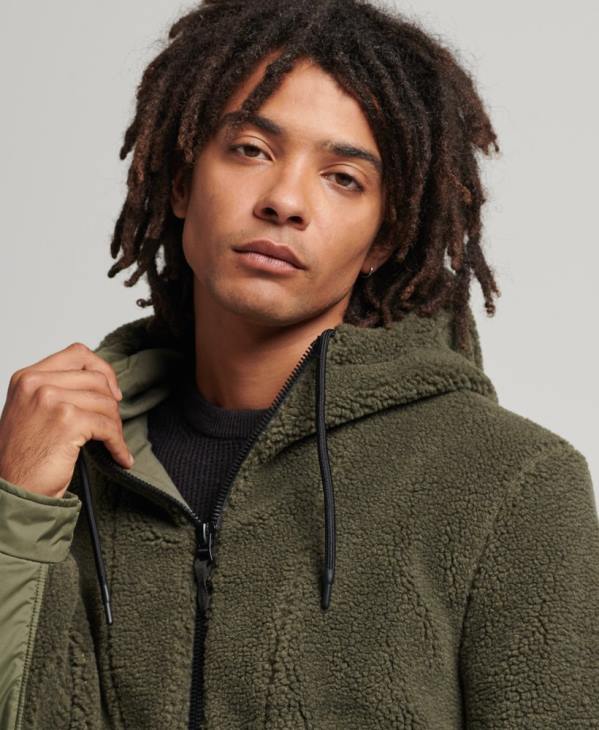 Superdry Hommes veste xpd hybride borg D64Z5005 vêtements kaki