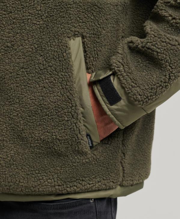 Superdry Hommes veste xpd hybride borg D64Z5005 vêtements kaki