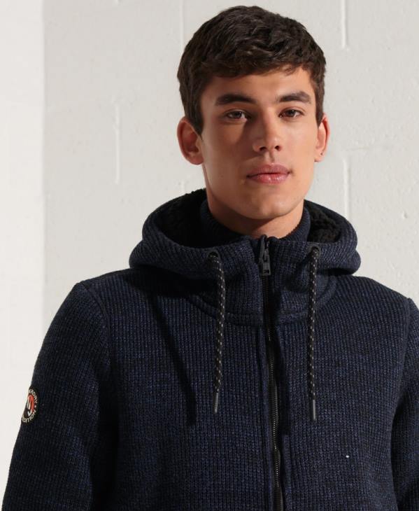 Superdry Hommes veste zippée à capuche d'expédition D64Z4531 vêtements bleu