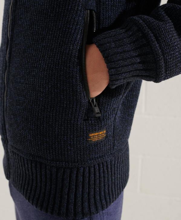 Superdry Hommes veste zippée à capuche d'expédition D64Z4531 vêtements bleu