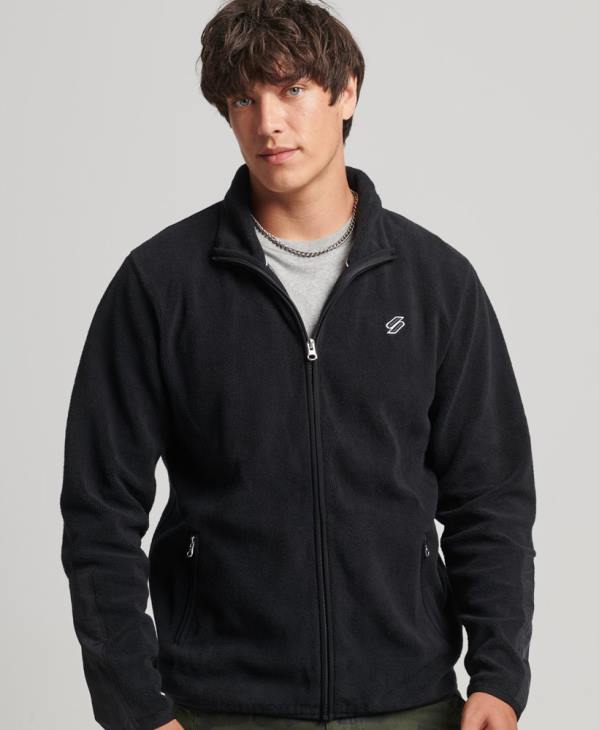Superdry Hommes veste zippée en molleton à logo D64Z4996 vêtements noir