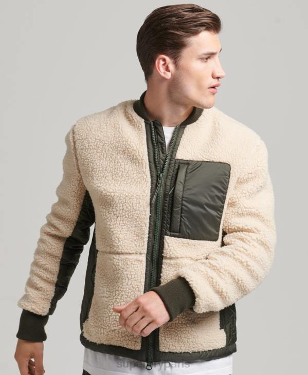 Superdry Hommes veste zippée en sherpa D64Z4453 vêtements crème