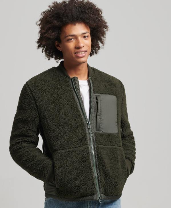 Superdry Hommes veste zippée en sherpa D64Z4458 vêtements vert