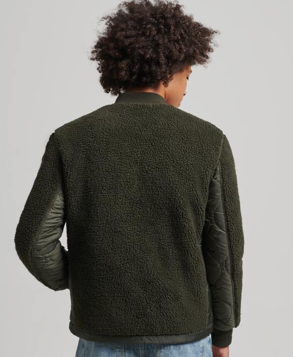 Superdry Hommes veste zippée en sherpa D64Z4458 vêtements vert