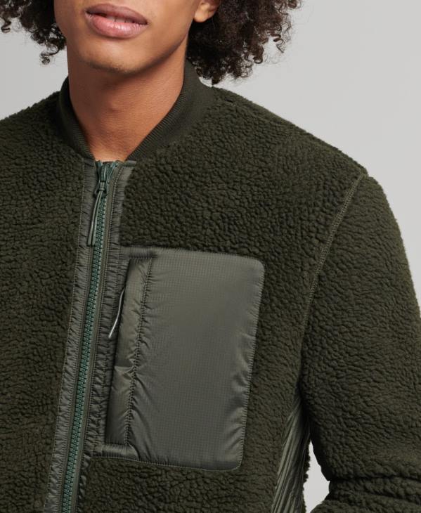 Superdry Hommes veste zippée en sherpa D64Z4458 vêtements vert