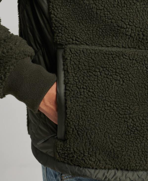 Superdry Hommes veste zippée en sherpa D64Z4458 vêtements vert
