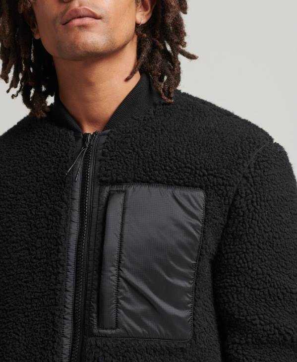 Superdry Hommes veste zippée en sherpa D64Z4692 vêtements gris foncé